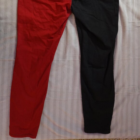 HT Denim Hi-Rise Skinny Red & Black Split Jeans Juniors 15 - Excellent Condition - Picture 4 of 5